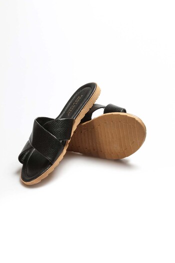 Ayakkabıhane Black Cross Women's Flat Slippers Ah1E935261216