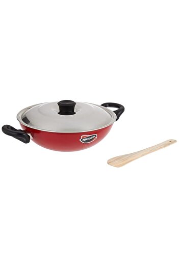 Generic Nirlep Sakhi Non-Stick Aluminium Pot With Lid, 2.2 Liter, Red, Skr24Wl