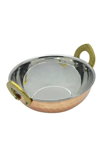 Generic RAJ COPPER KADAI SERVING BOWL, 14 CM , COPPER, TCK001, Curry Bowl , Salad Bowl , Side Bowl , Desser