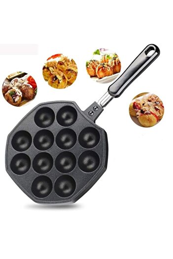 Generic KMjungu 12 Cavities Aluminum Alloy Takoyaki Pan Maker Baking Forms Mold Cooking ToolsPortable Sauce