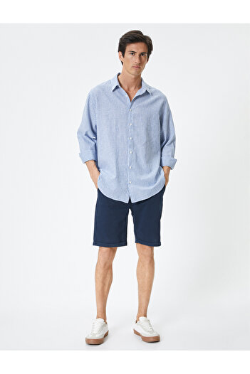 Koton Dark Blue Men's Slim Fit Shorts