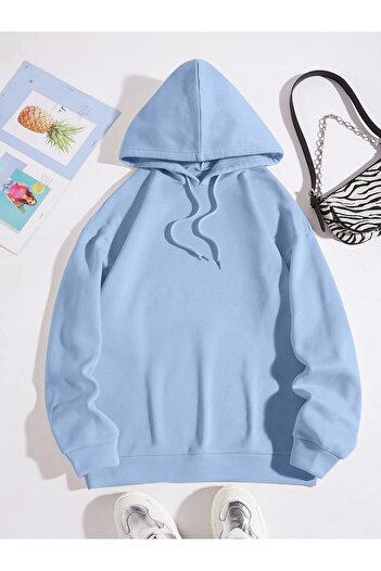 aynewmoda Women's Flower and Butterfly Printed Thermal Hooded Sweatshirt