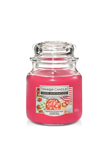Yankee Candle Scented Candle Medium Jar, Sugared Strawberries, 340gr