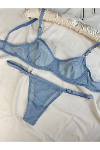 ROZENİN LINGERIE Basic Tül Balenli Rahat Kesim Tanga Hediyeli Sütyen İç Çamaşır Takımı