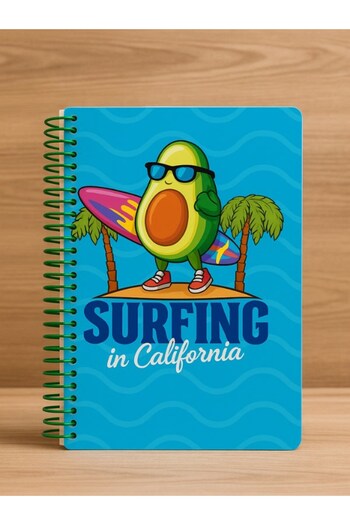 HediyeFilesi Surfing in California Themed Spiral Check Notebook – 80 Sheets, 160 Pages (18 X 24 cm)