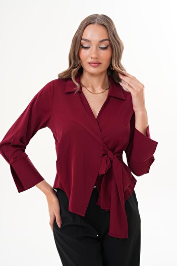 ŞİMAL Women's Double Breasted Blouse with Tie Detail 255237 -