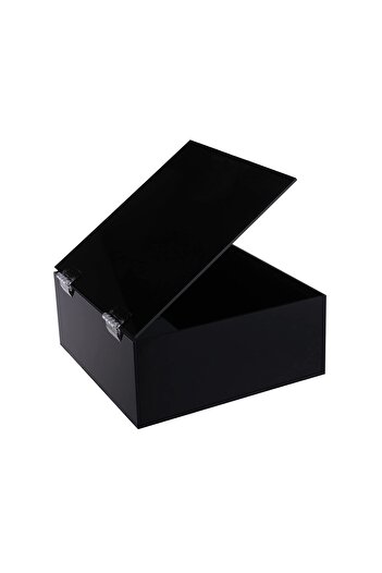 Lamsit Ibdaa Acrylic Box - Fluorescent Box with Hinges - Jewelry & Collectibles (20x20x8 cm, Black)