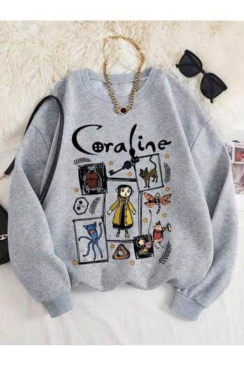 uyguntarz Unisex Caroline Character εμπριμέ Oversize φούτερ