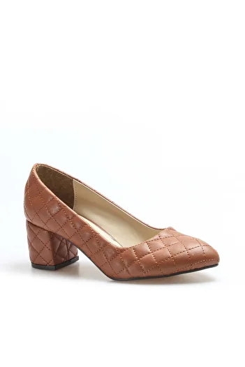 Ayakkabıhane Taba Comfortable Women's Short Heeled Shoes Ah1E961261655