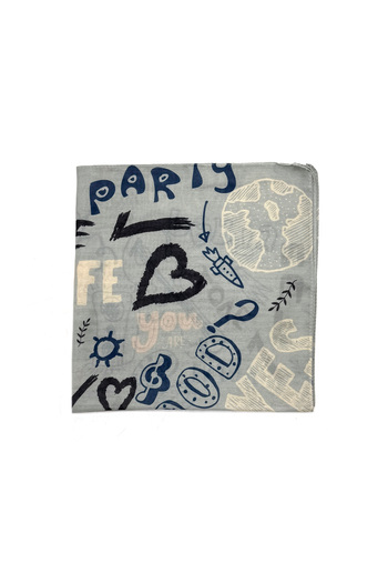 nazipek Soft Fabric Written Cotton Bandana Scarf 50X50 cm