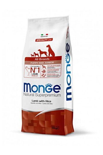 Monge Superpremium Puppy & Junior All Breeds - Miel si Orez - 12kg