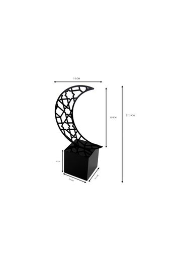 Lamsit Ibdaa Ramadan Acrylic Box - Crescent Box - Decor - Dates & Jewelry (Small, Black)