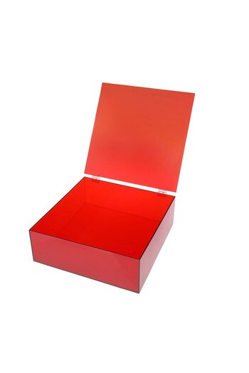 Lamsit Ibdaa Acrylic Box - Fluorescent Box with Hinges - Jewelry & Collectibles (30x30x10 cm,Red)