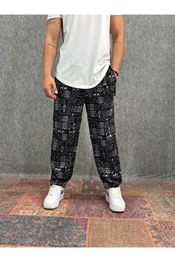 FıttingRoom Elastic Waist Belted Patterned Trousers