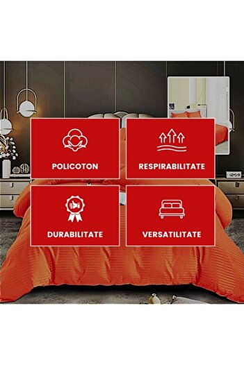 PATONE Damask Polycotton Bed Linen, 6 pieces, fitted sheet, orange
