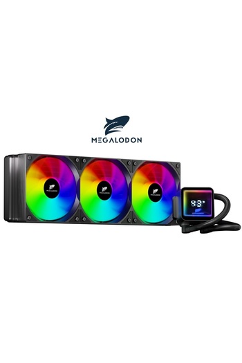 MEGALODON مبرد سائل TR360 ARGB (لون أسود) مروحة تبريد المعالج مع مؤشر درجة الحرارة