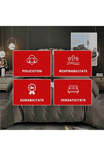 PATONE Damask Polycotton Bed Linen, 6 pieces, fitted sheet, light brown
