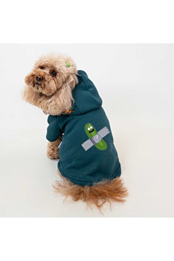 Buddy Store Cat and Dog - Outfit Sweatshirt Hoodie Petrol Green Hiyar Printed