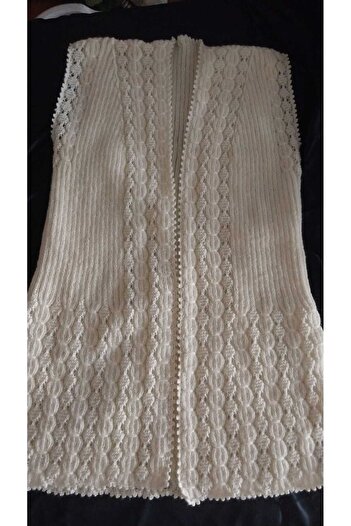Papatyam Hand Knitted Stickwork Vest/Knitted Vest/Dowry Vest/Handcrafted Bridal Vest/Alize Angora Yarn/75 cm Length