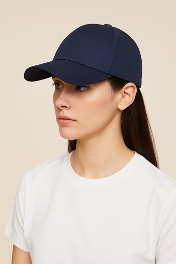 CosmoOutlet Women's Adjustable Belted Solid Color Navy Blue Sports Hat