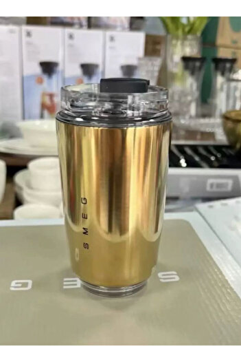 SMEG 240ML Beverage Cup Travel Portable Cup Stainless Steel Vacuum Leak proof Coffee Thermos, Gold