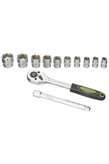 Heinner CTSM018 socket wrench set, 12 pieces, CR-V 3/8"