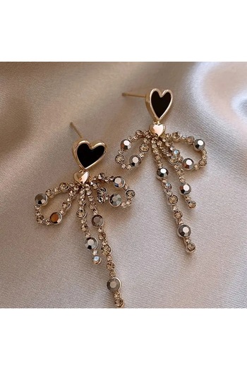 NEMOPHİLA Vintage Heart and Bow Design,1 Pair Women's Steel Earrings Elegant Stylish