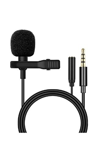 Bibilel Microphone Lavalier with Jack Connector, Clip-On, 1.5m Cable, Black