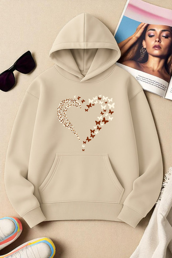 uyguntarz Unisex Leopard Heart Pattern Printed Oversize Sweatshirt