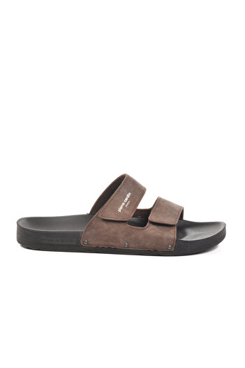 Pierre Cardin Brown Velcro Large Size Men's Slippers Pc-7039 m