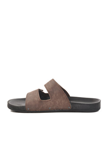 Pierre Cardin Brown Velcro Large Size Men's Slippers Pc-7039 m
