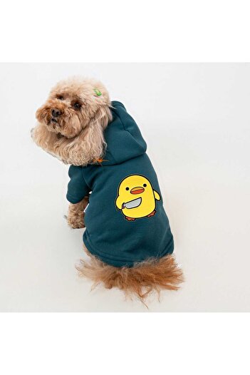 Buddy Store Cat and Dog - Outfit Sweatshirt Hoodie Petrol Green Bad Chick Printed