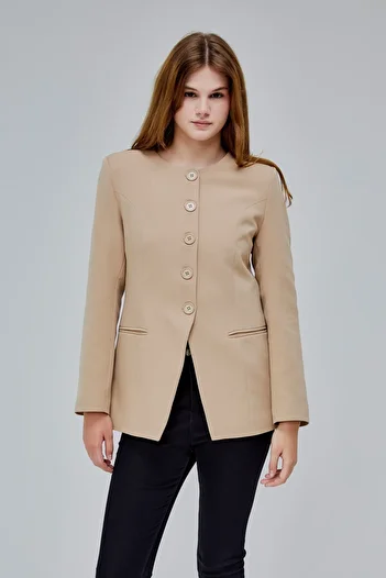 Bolivente Mink Crew Neck Regular Woven Jacket