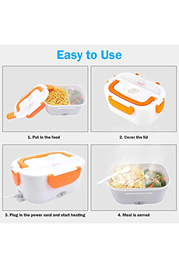 DAR Lunch Box Electric cu Incalzire, 900 ml, Tava Detasabila din Inox, Trei Compartimente, 149-56
