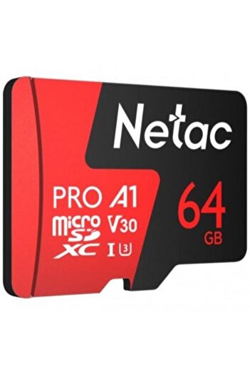 Netac Card de memorie P500 Extreme Pro, MicroSDXC, 64GB, V30/A1/C10 up to 100MB/s