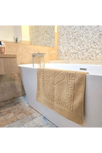 Kotonia Home Prosop - Jacquard cu bordură grecească, 100% bumbac, 50x70 cm, pentru picioare, 850 g/mp, cappuccino
