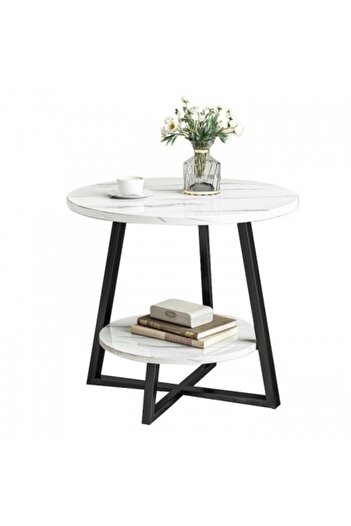 Kardett Coffee table, round table, white, 60x60x55 cm