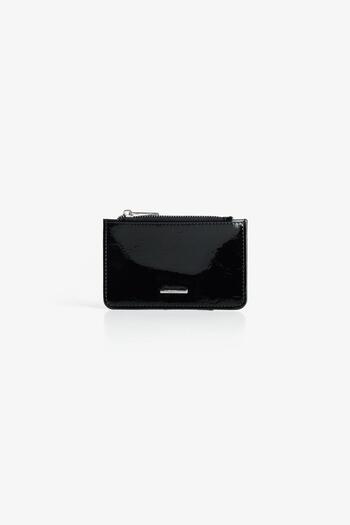 Bershka Faux-patent-finish card holder