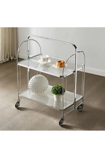 Vi Markets Silver steel serving cart - clear plastic shelves