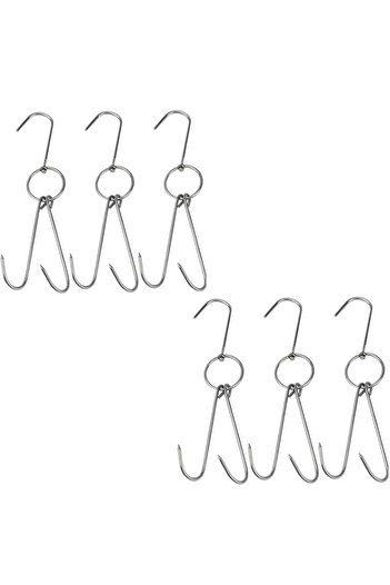 Generic TIHOOD 6PCS 9.4" Stainless Steel Double Meat Hooks Roast Duck Bacon Shop Hook BBQ Grill Hanger Cook