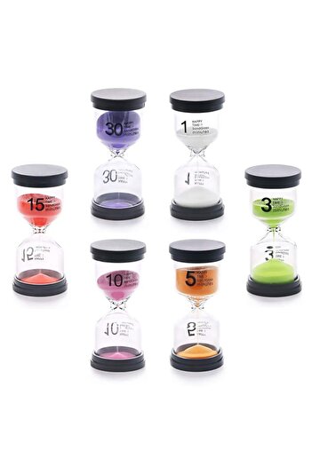 Generic Swpeet 6 Pack 6 Colors Sand Timer Hourglass Sandglass Timer Assortment Kit, 1 min/3 mins/5 mins/10