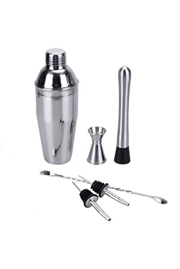 Generic 6 Pcs 750ml Stainless Steel Cocktail Shaker Mixer Bartender Double End Jigger Strainer Ice Tong Mix