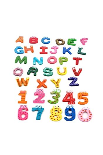 Generic 26 Letters And 10 Numbers Wooden Fridge Magnets
