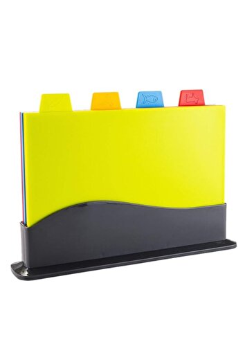 Generic BonShine Cutting Board Set of 4, Plastic Non-slip Chopping Board with Stand, Color Coded Durable Bo