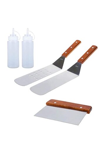 Generic 5 Piece Professional Grade Stainless Steel BBQ Grill and Griddle Spatulas Tool Kit Great for Grill