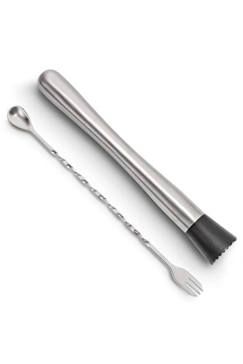 Generic Hiware 10 Inch Stainless Steel Cocktail Muddler and Mixing Spoon Home Bar Tool Set - Create Delicio