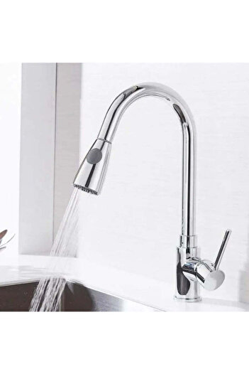 KORMAN TECHNIK Kitchen Faucet with Pull-out Spray, Spout with Touch for On/Off, SUS304 Stainless Steel, Chrome
