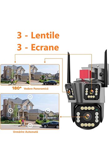 OEM Professional Triple Surveillance Camera with 3 Lenses, Ultra HD Clarity, Night Vision, WiFi