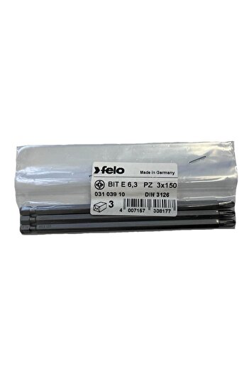 FELO Set of 3 Felo bits, series Industrial profile Pozidrive, E6.3, PZ3, 150mm