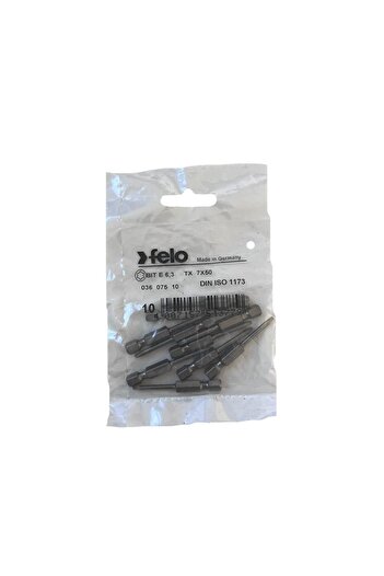 FELO Set of 10 Felo bits, Industrial profile Torx series, E6.3, TX7, 50mm
